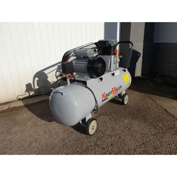 Compresseur D Air 100L Kraftmuller Bi Cylindres A Courroie 220V D Stock41