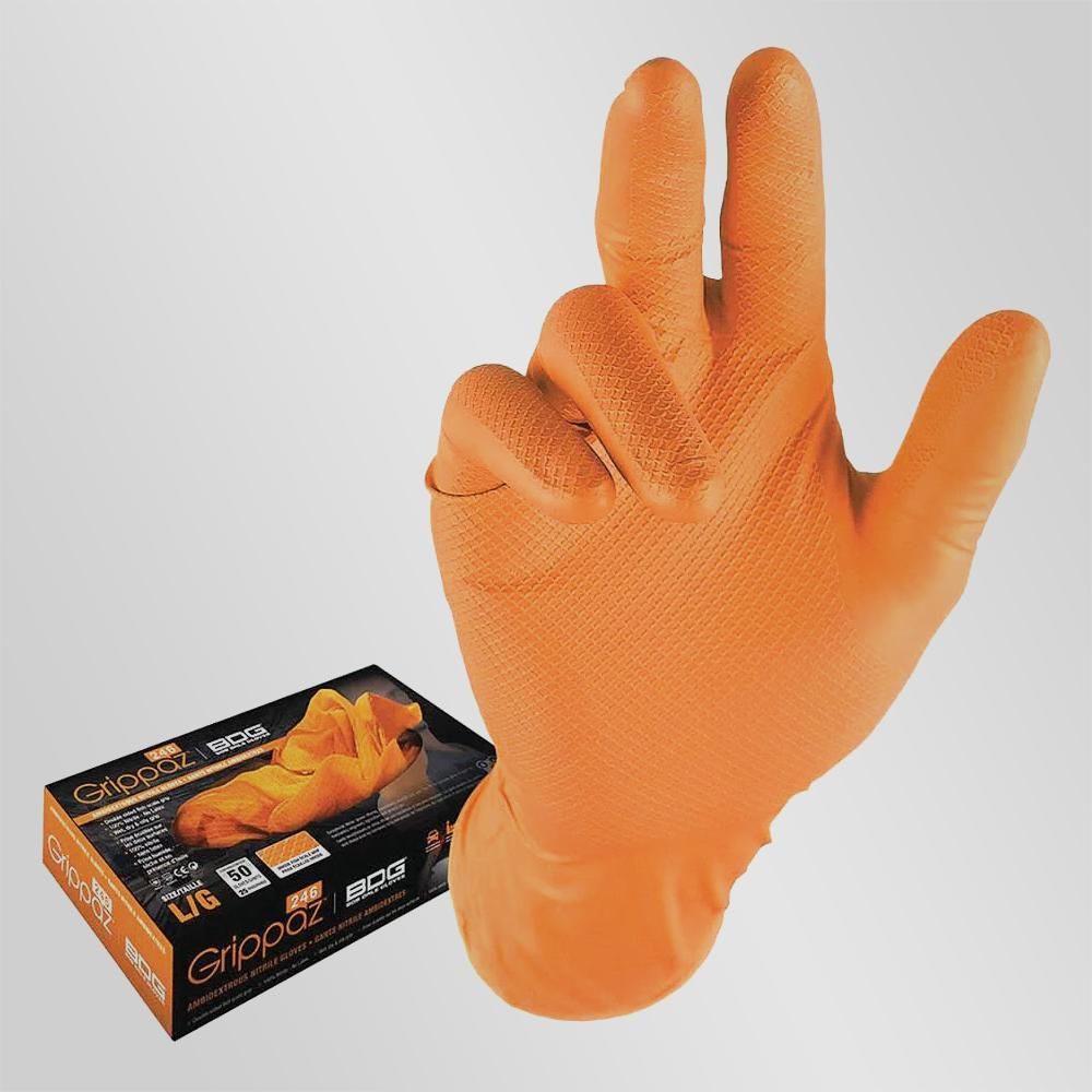 Boite de gants nitrile Orange Grip Ultra résistant 90pcs - D Stock41