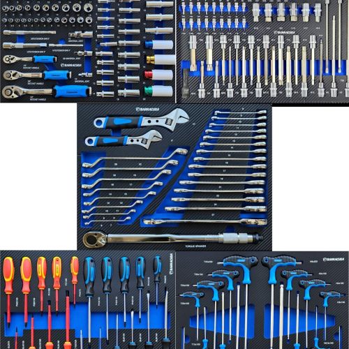 Lot de 5 inserts d'outils pour servante d'atelier, dimensions 51 x 39cm