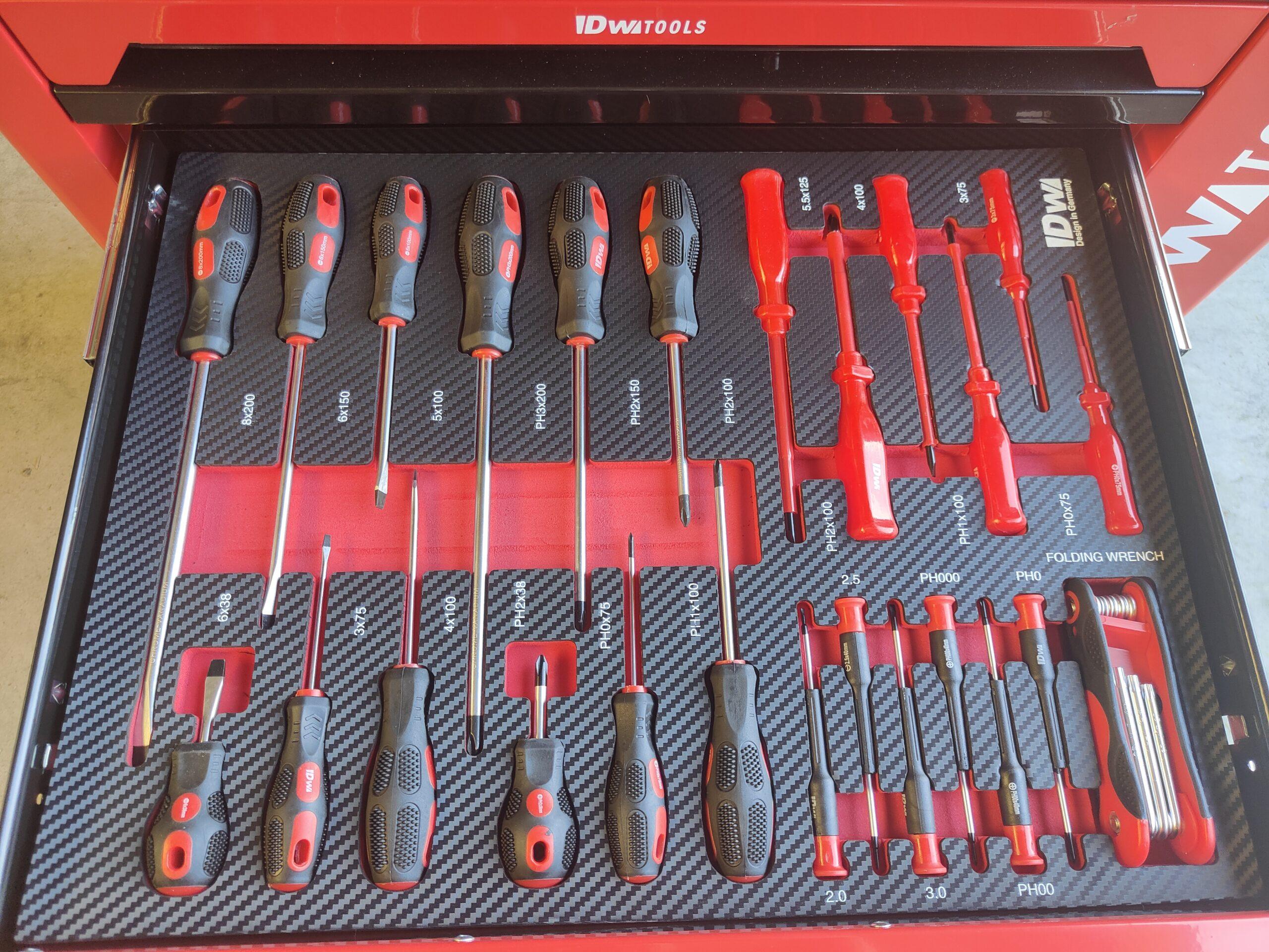 Servante d'atelier Idw tools grey 6 tiroirs plein d'outils + 1