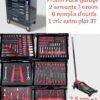 Pack Garage 2 Servantes Stahlbar 7 tiroirs 6 remplis + 1 cric extra plat Dstoolpro 3 Tonnes